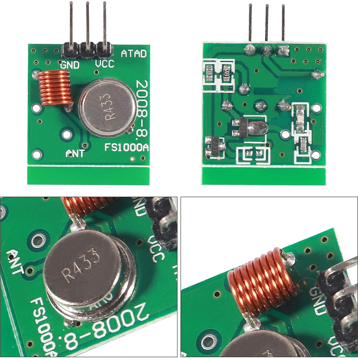 Kit 5 Pcs Módulos Transmisor y Receptor Inalámbrico 433MHz Atnsinc