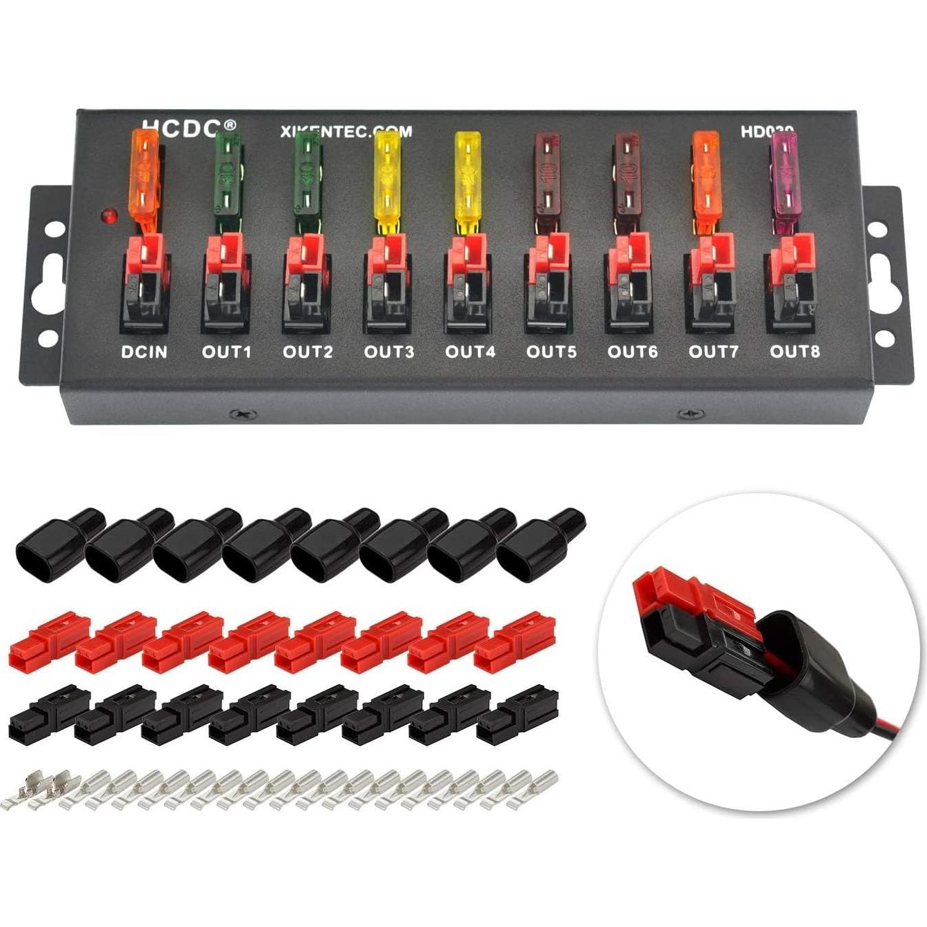 Módulo de Distribución HCDC 1 en 8 40A con LED y Fusibles