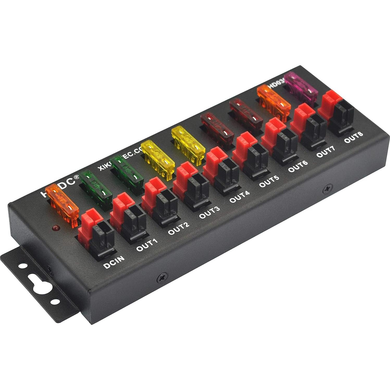 Módulo de Distribución HCDC 1 en 8 40A con LED y Fusibles