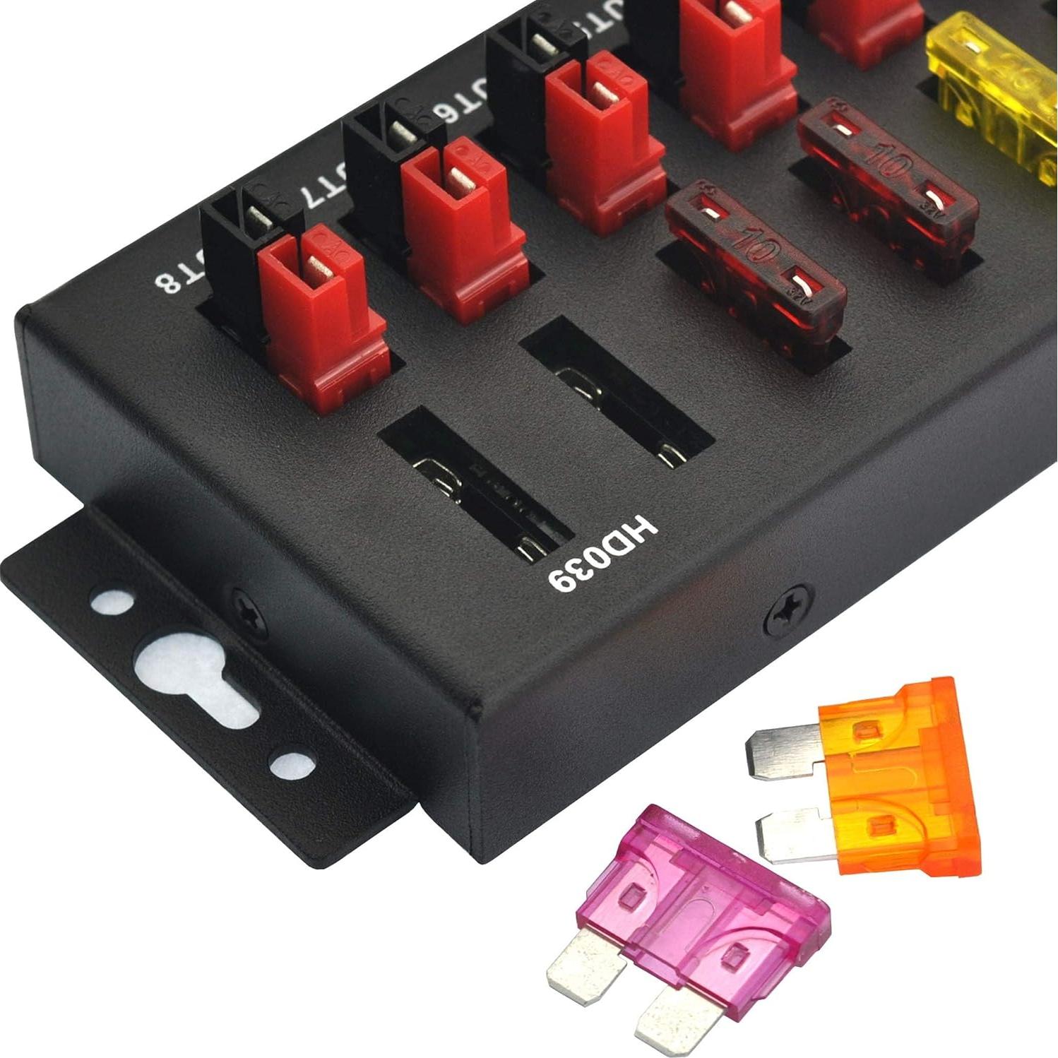 Módulo de Distribución HCDC 1 en 8 40A con LED y Fusibles