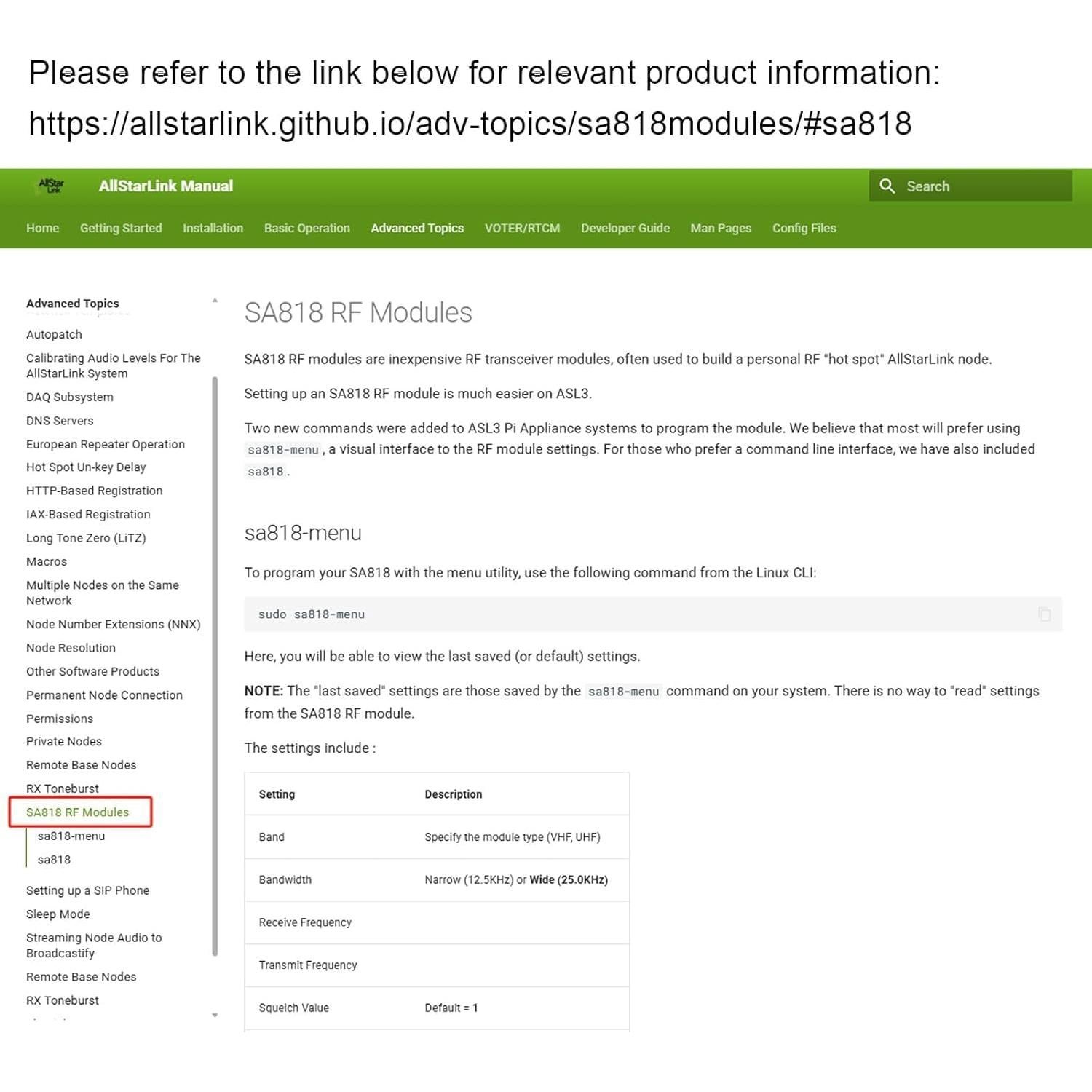 Módulo de Programación de Radio UHF AURSINC SR-FRS para Raspberry Pi