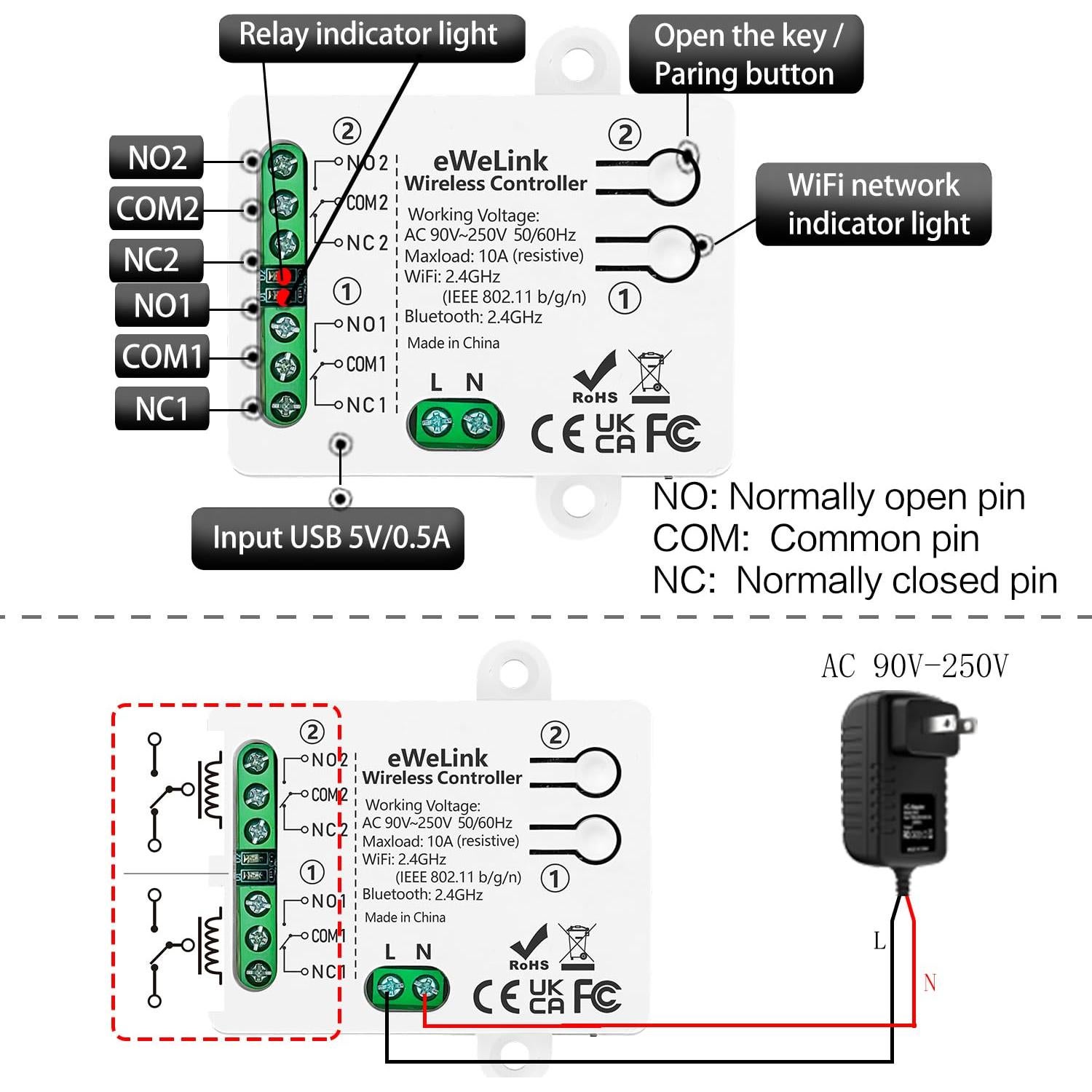 Interruptor Inteligente WiFi DieseRC EW2202 2 Canales 10A