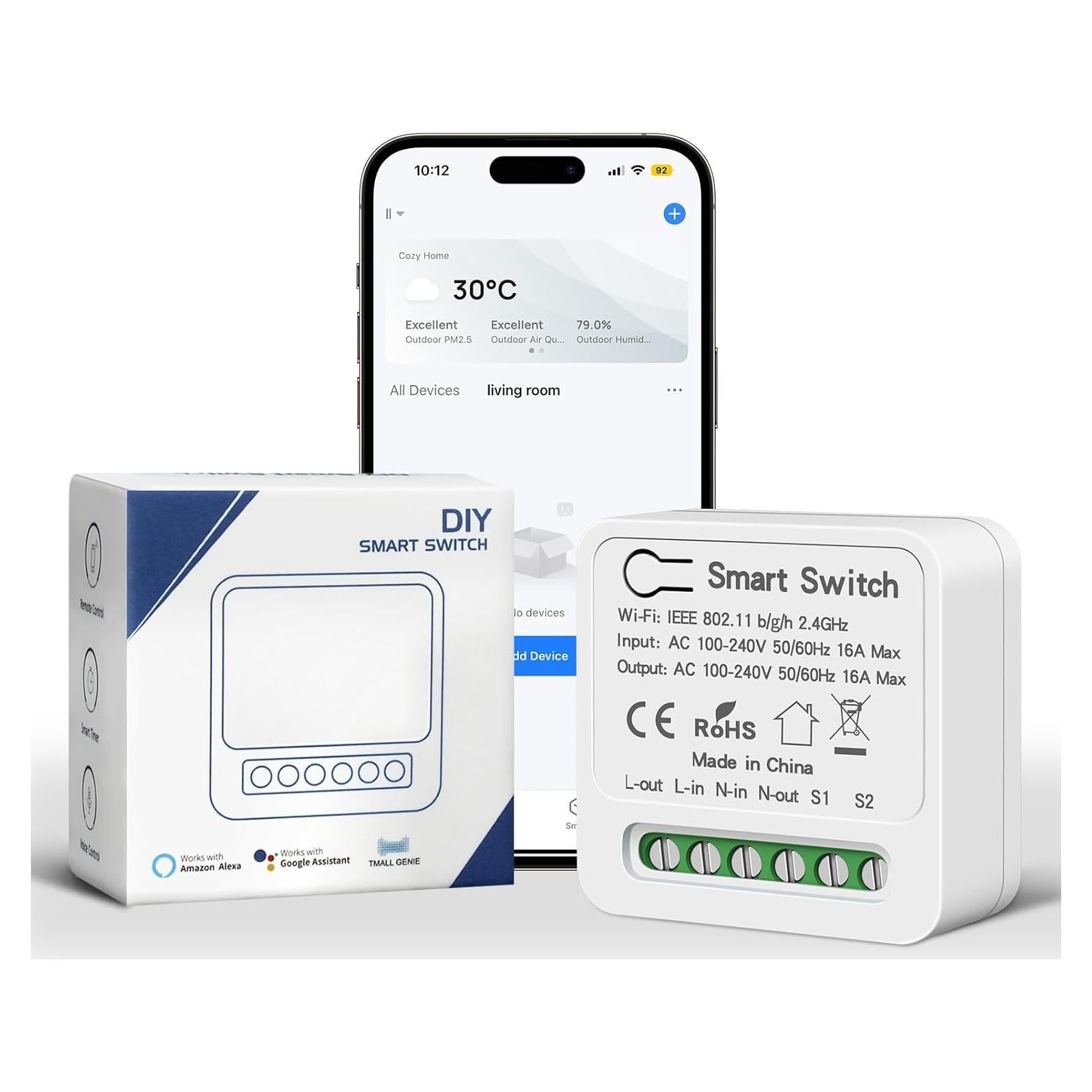 Interruptor Relé Inteligente VIPMOON WiFi 16A Control App