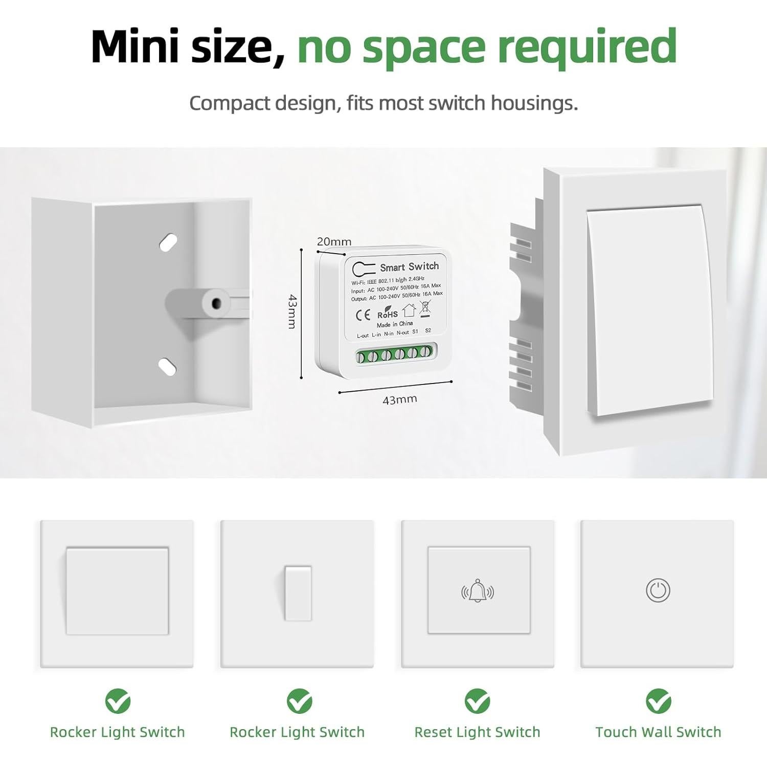 Interruptor Relé Inteligente VIPMOON WiFi 16A Control App