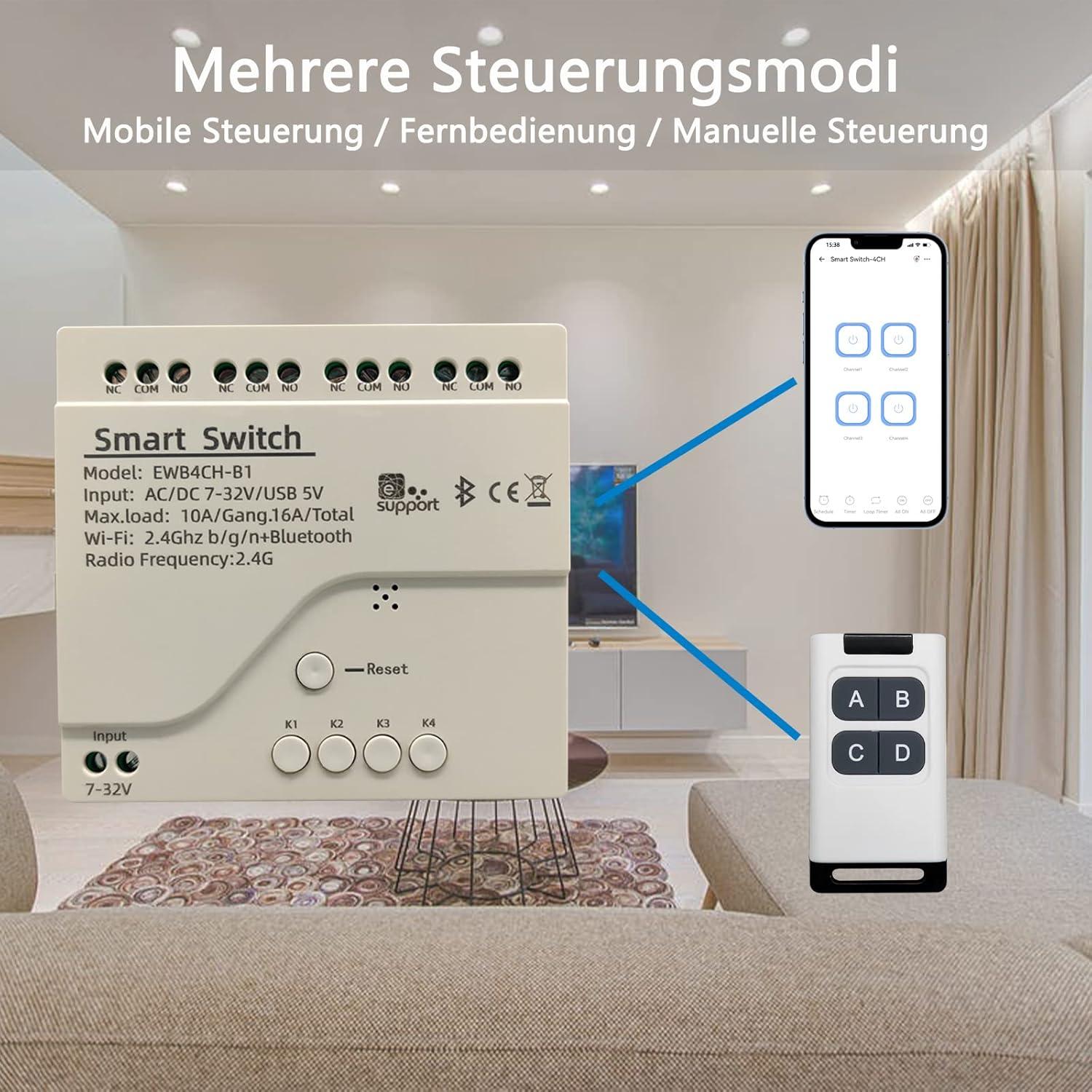 Interruptor Inteligente WiFi Jane Eyre 4 Canales 3500W