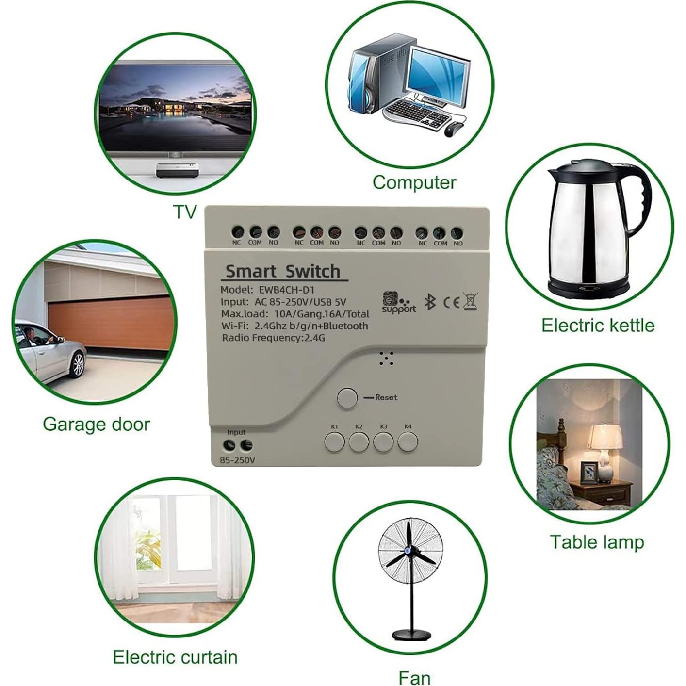 Interruptor Inteligente WiFi Jane Eyre 4 Canales 3500W