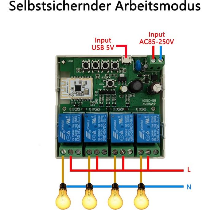 Interruptor Inteligente WiFi Jane Eyre 4 Canales 3500W