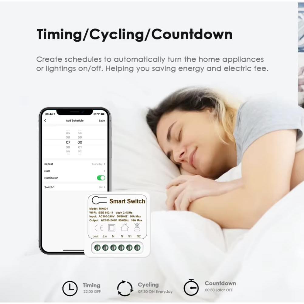 Relé Inteligente WiFi Revaniq Tuya Mini R2, Control por Voz