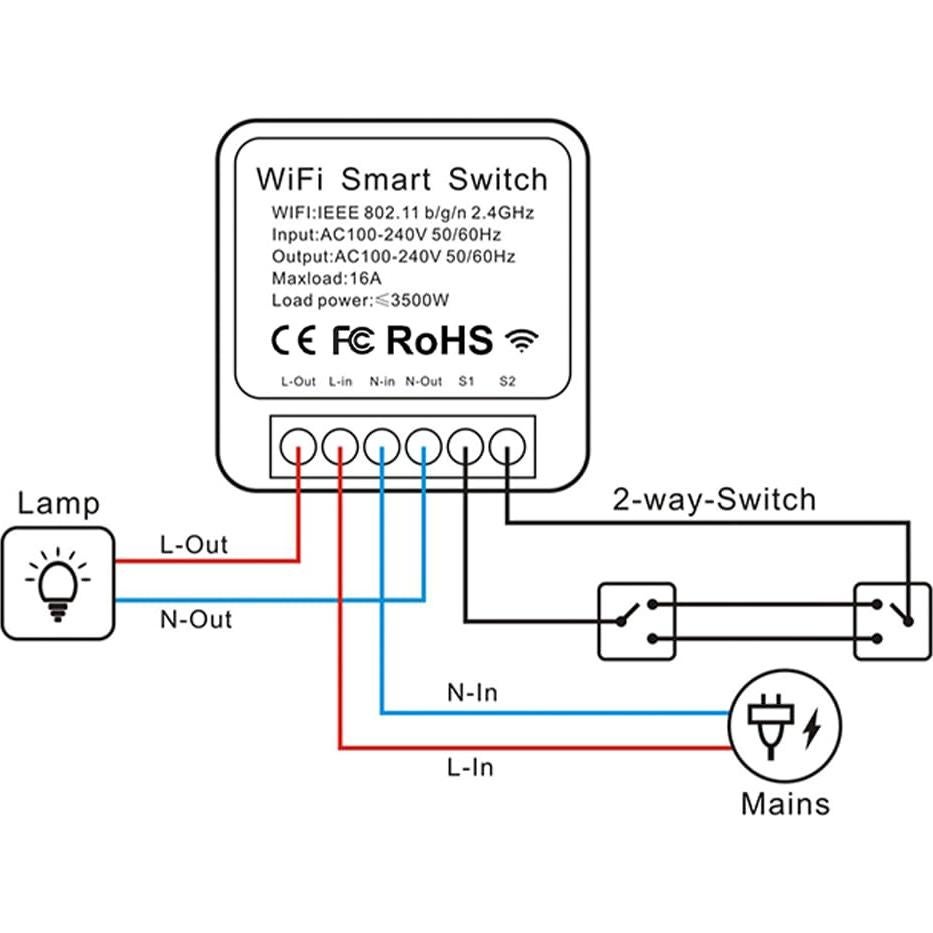 Módulo Relé Inteligente WiFi 16A QIACHIP - Control Remoto Ewelink