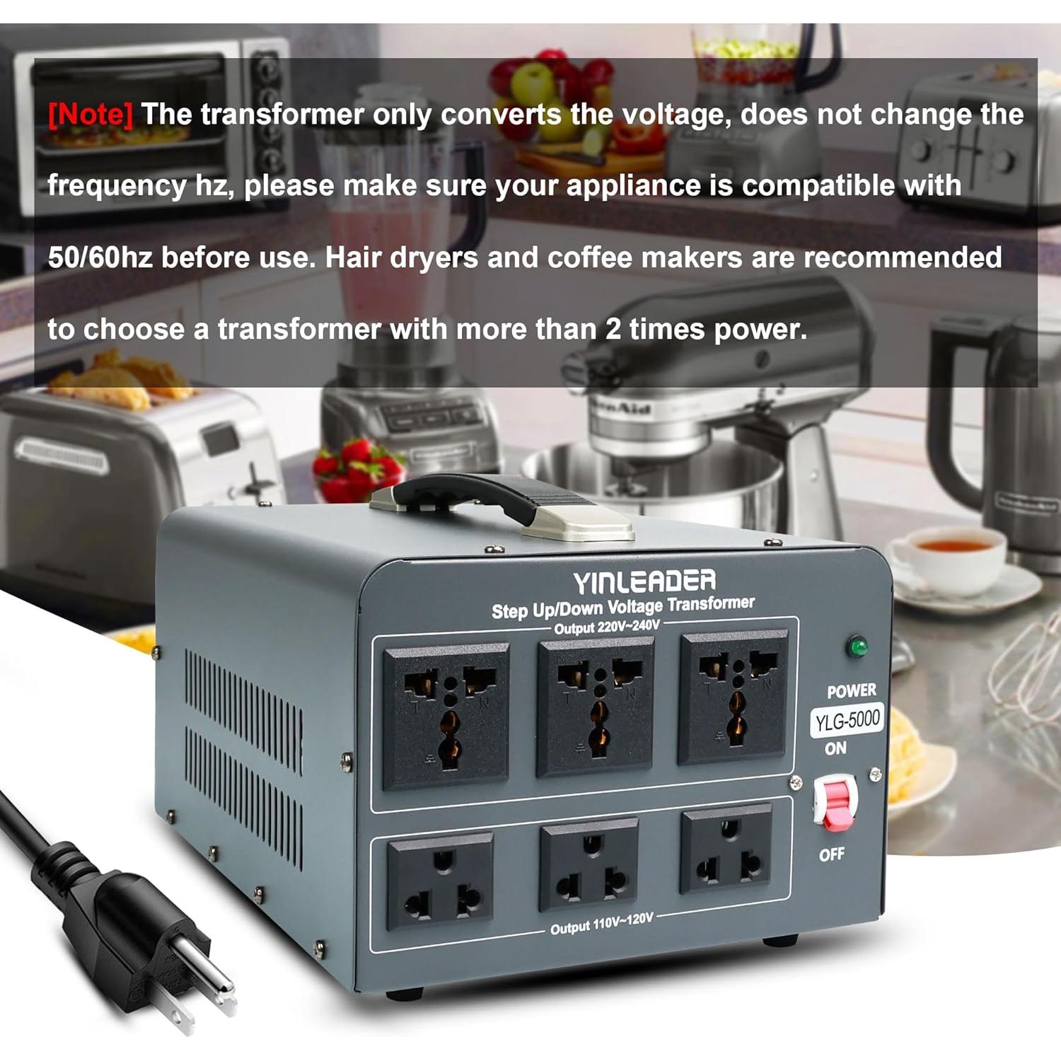 Transformador Convertidor Yinleader 5000W 110/220V con Protección