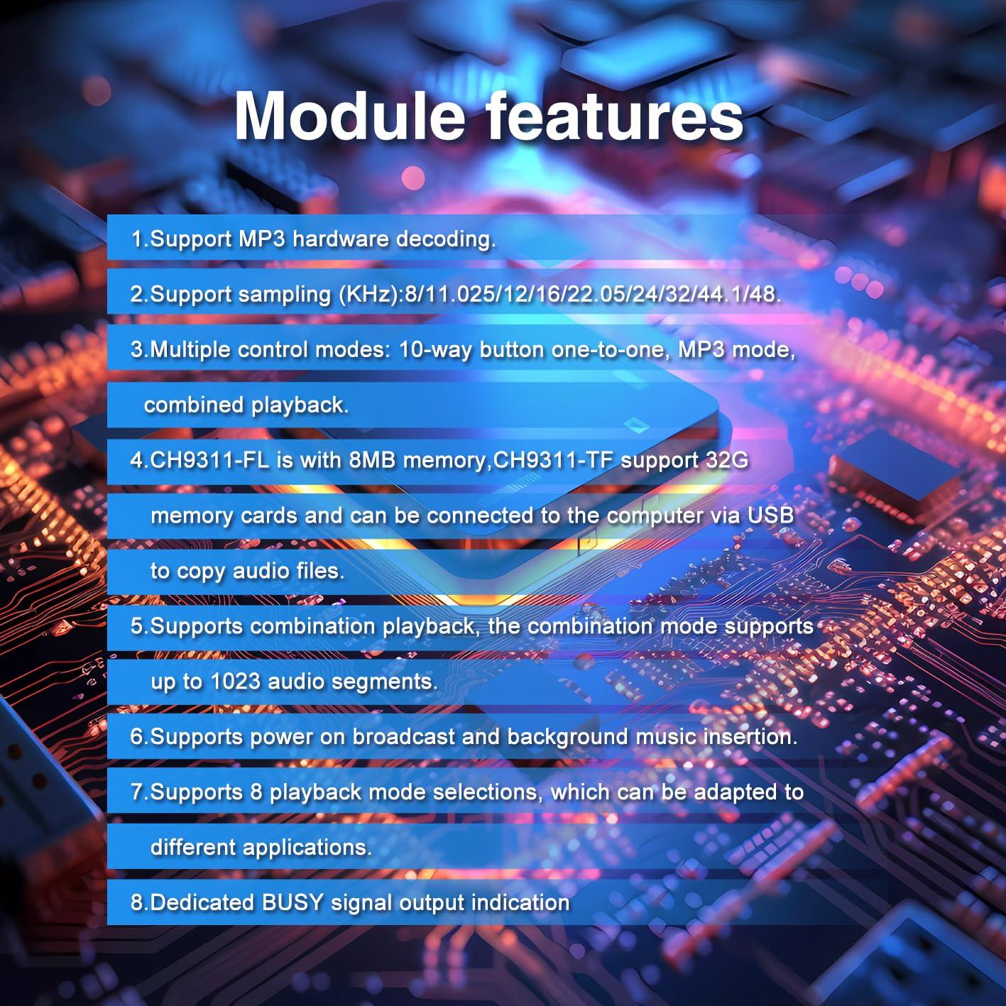Módulo de Voz JRGKJCP CH9311-FL 20W USB MP3 8MB