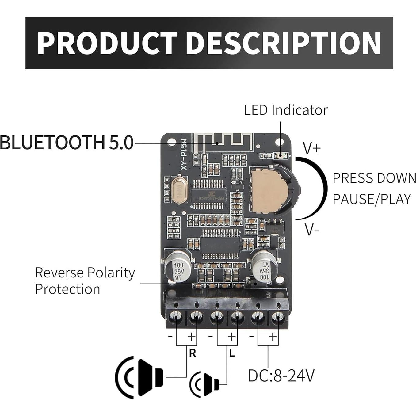 Amplificador Bluetooth Estéreo UwayKey XY-P15W 30W-150W