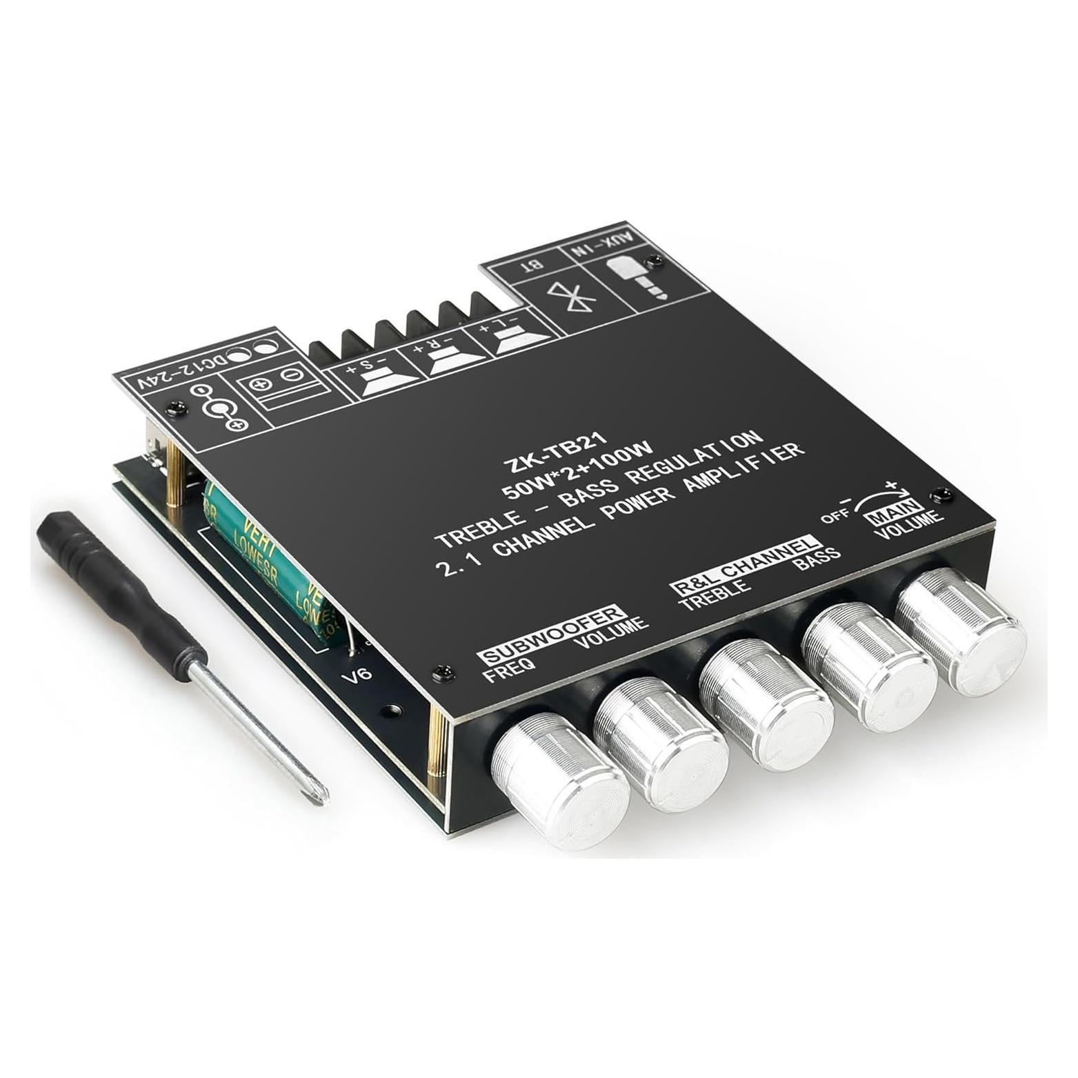 Placa Amplificadora ZK-TB21 Bluetooth 5.1 2.1 Canal 50W+50W+100W