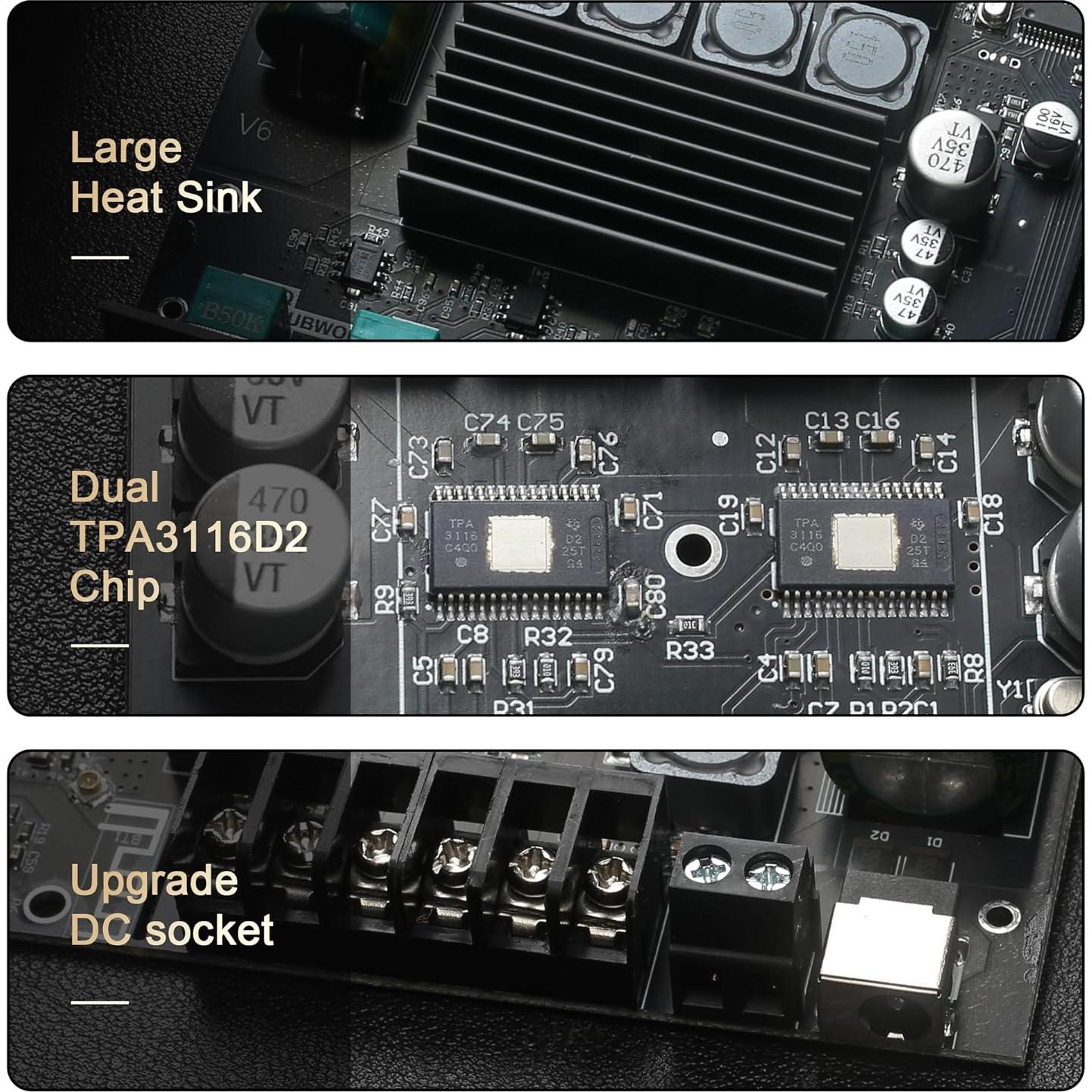 Placa Amplificadora ZK-TB21 Bluetooth 5.1 2.1 Canal 50W+50W+100W