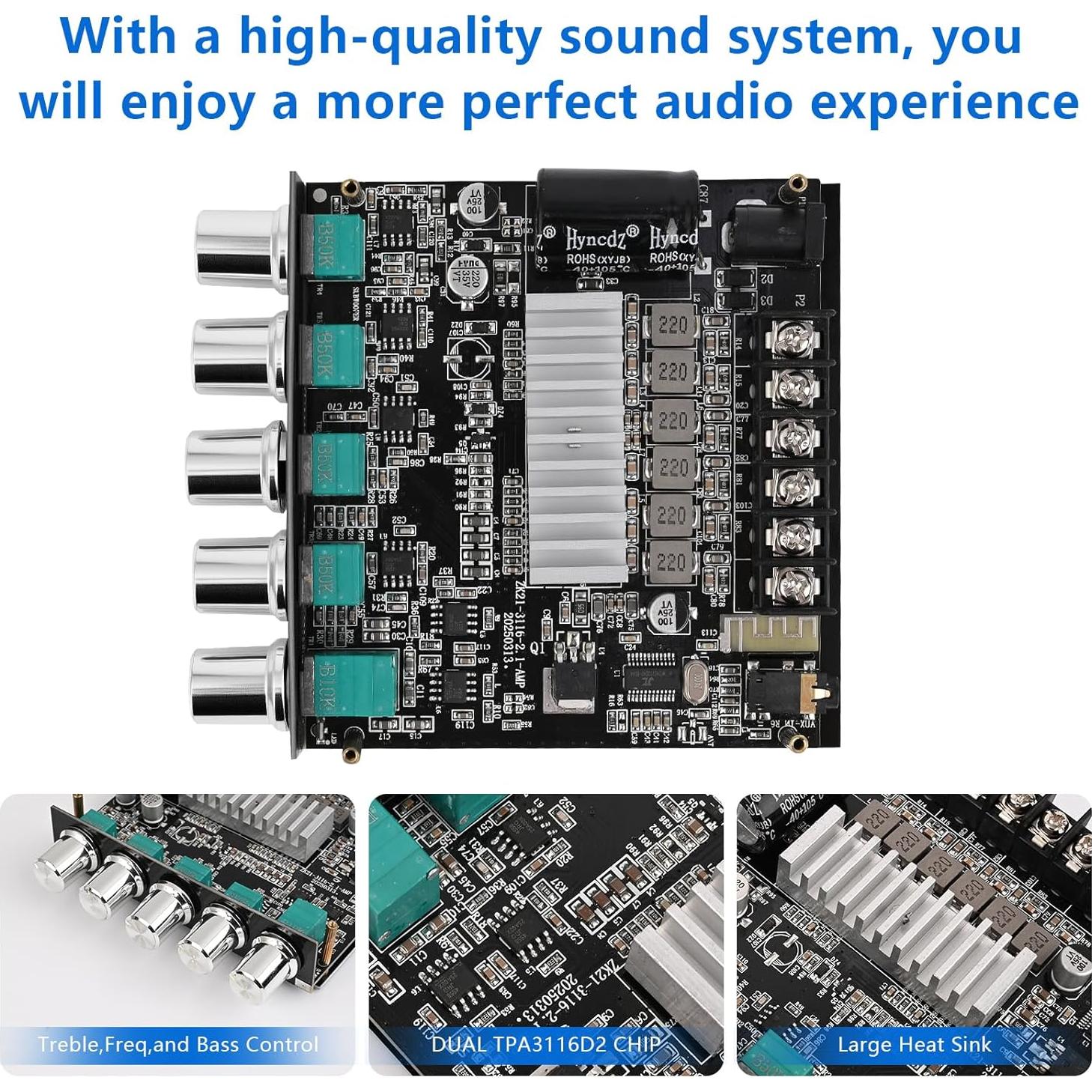 Amplificador Bluetooth 5.0 Romicta ZY-2.1 200W HiFi 2.1 Canales