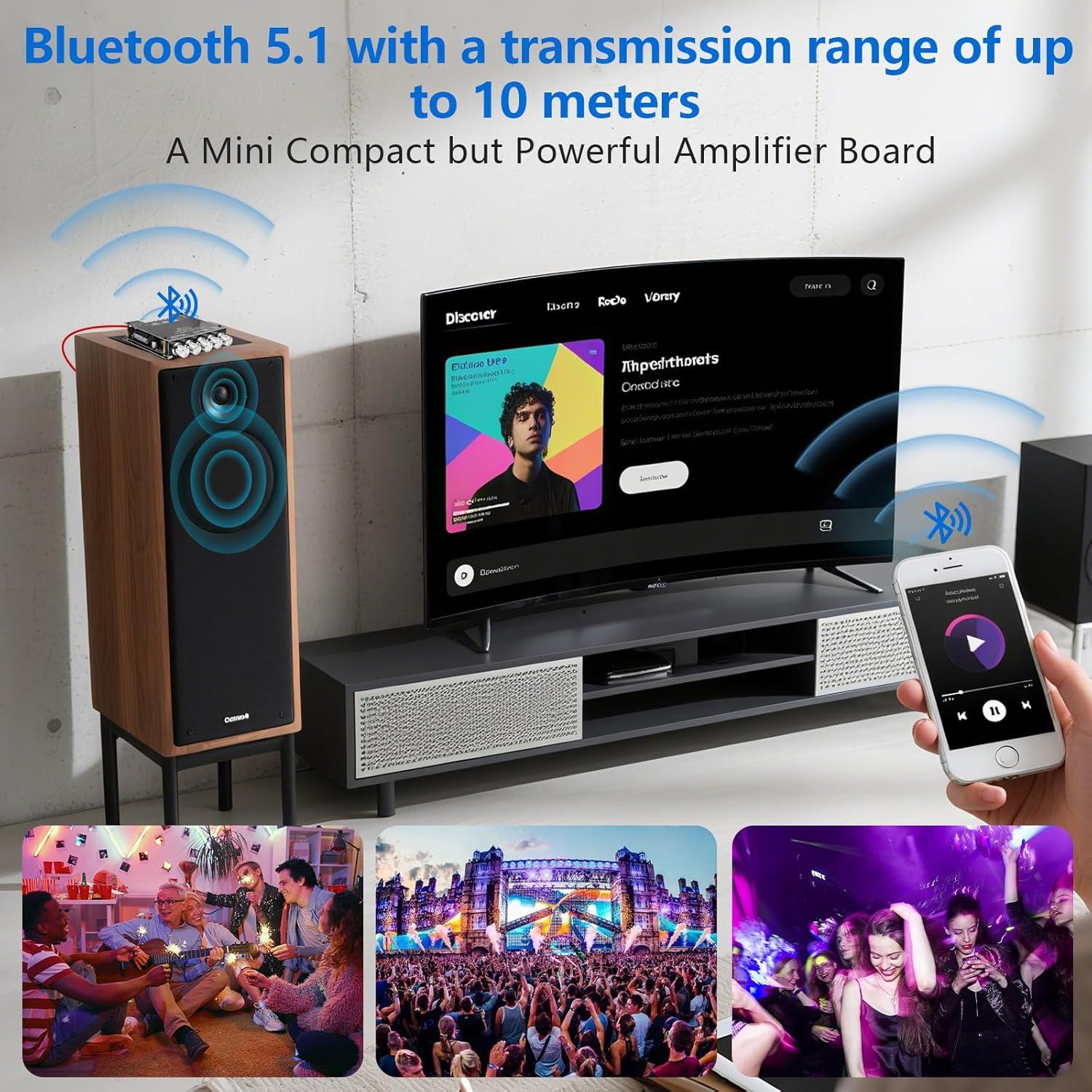 Amplificador Bluetooth 5.0 Romicta ZY-2.1 200W HiFi 2.1 Canales