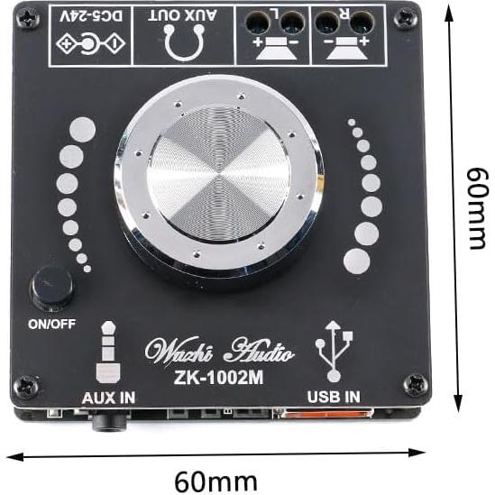 Amplificador Estéreo ZK-1002M 2.0 200W Bluetooth 5.0 AUX USB