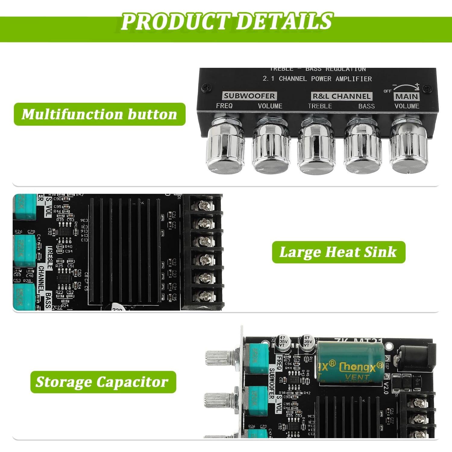 Amplificador Bluetooth 2.1 EPLZON ZK-MT21 50W+100W con Control de Agudos y Graves