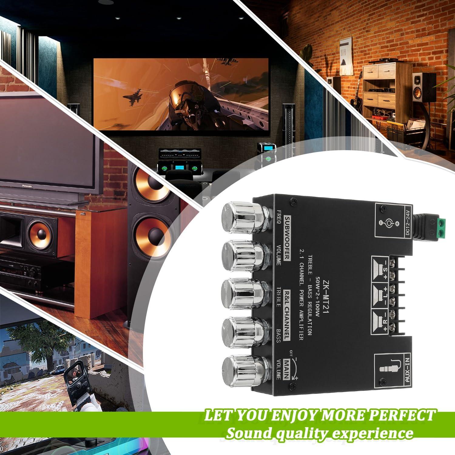 Amplificador Bluetooth 2.1 EPLZON ZK-MT21 50W+100W con Control de Agudos y Graves