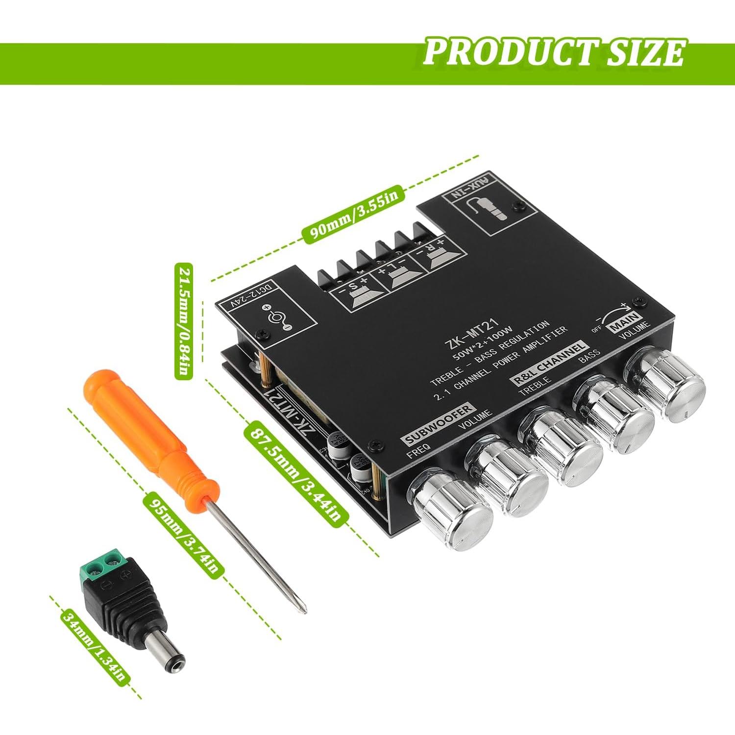 Amplificador Bluetooth 2.1 EPLZON ZK-MT21 50W+100W con Control de Agudos y Graves