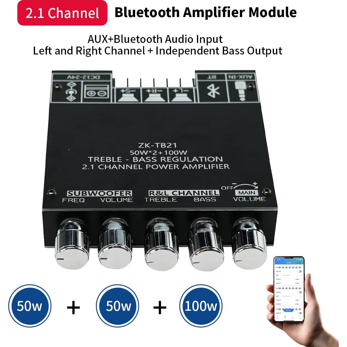 Amplificador de Audio Bluetooth JR-TB21 2.1CH 50W+100W