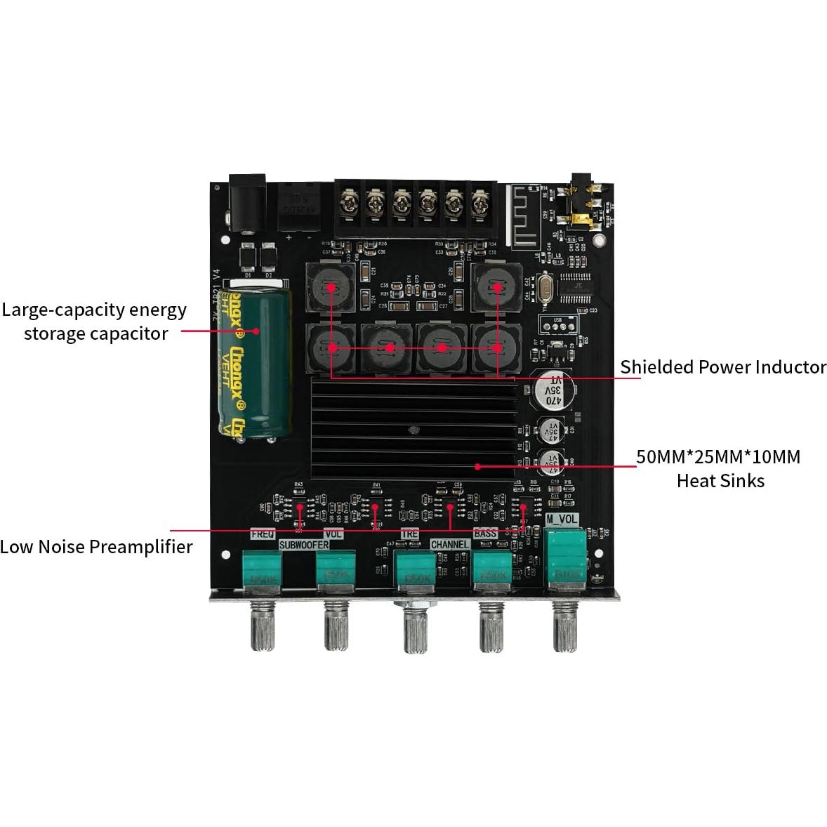 Amplificador de Audio Bluetooth JR-TB21 2.1CH 50W+100W