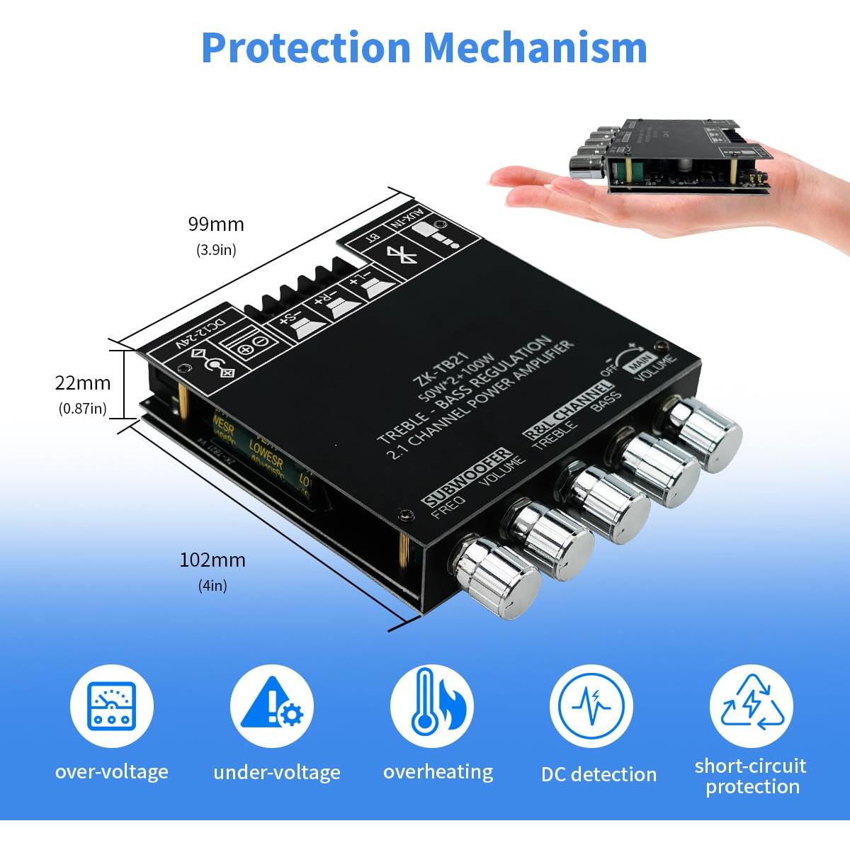 Amplificador de Audio Bluetooth JR-TB21 2.1CH 50W+100W