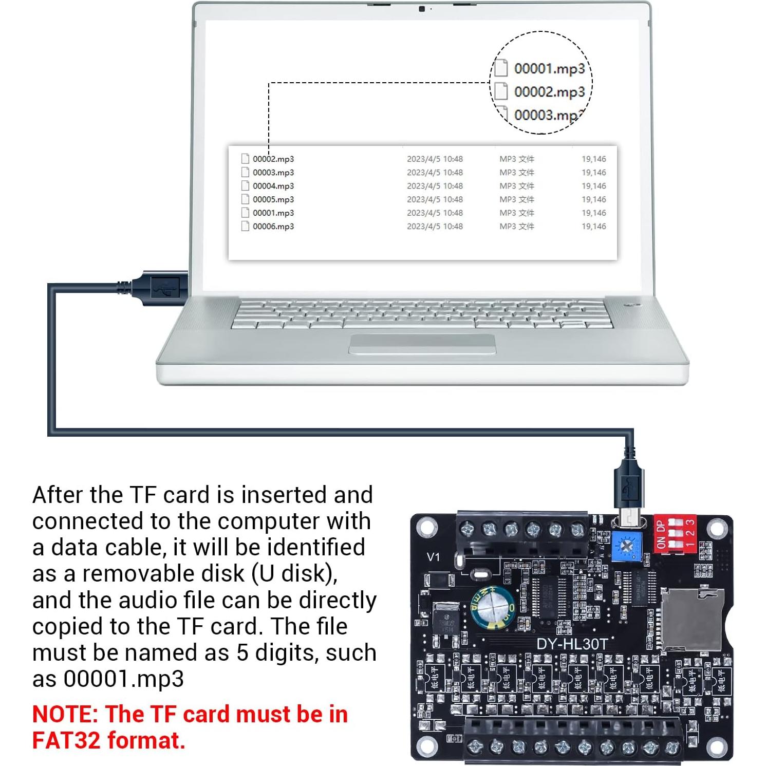 Módulo de Reproducción de Voz PEMENOL 30W MP3 con 9 Disparos