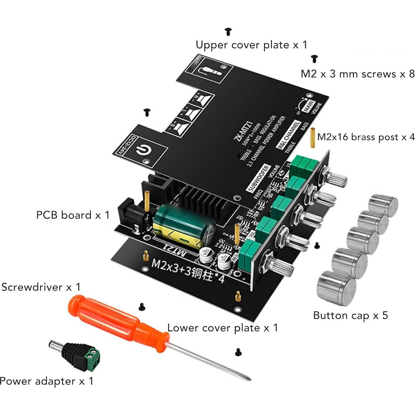 Placa Amplificador Bluetooth Sanpyl MT21 50W x2 + 100W 2.1 Canales