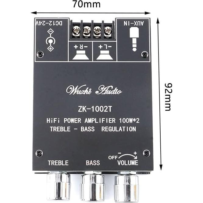 Amplificador de Audio ZK-1002T 100W+100W Bluetooth 5.0 AUX