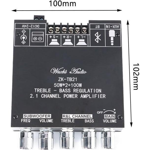 Amplificador de Audio 2.1 ZK-TB21 Bluetooth 5.0 200W HiFi