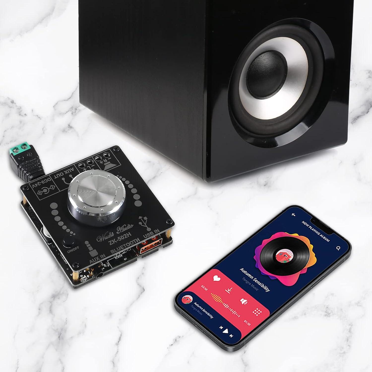 Amplificador Bluetooth Diitao ZK-502H 50W Doble Canal AUX/USB