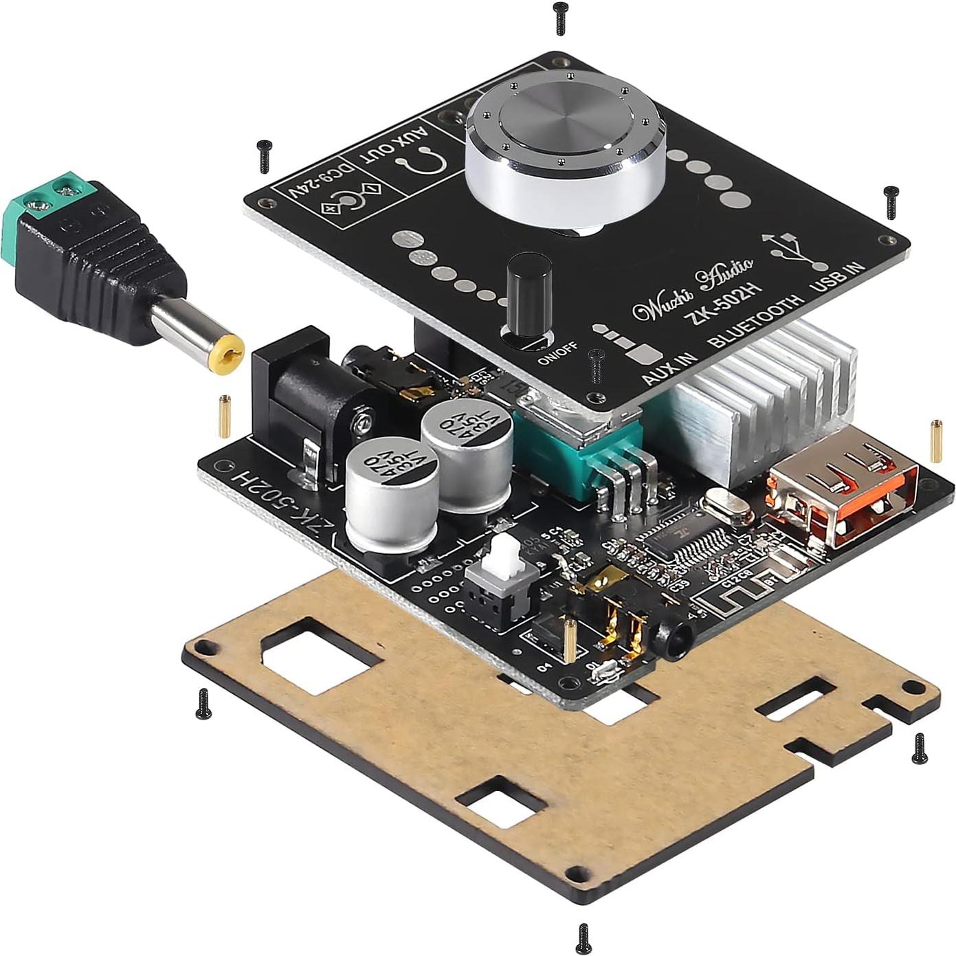 Amplificador Bluetooth Diitao ZK-502H 50W Doble Canal AUX/USB