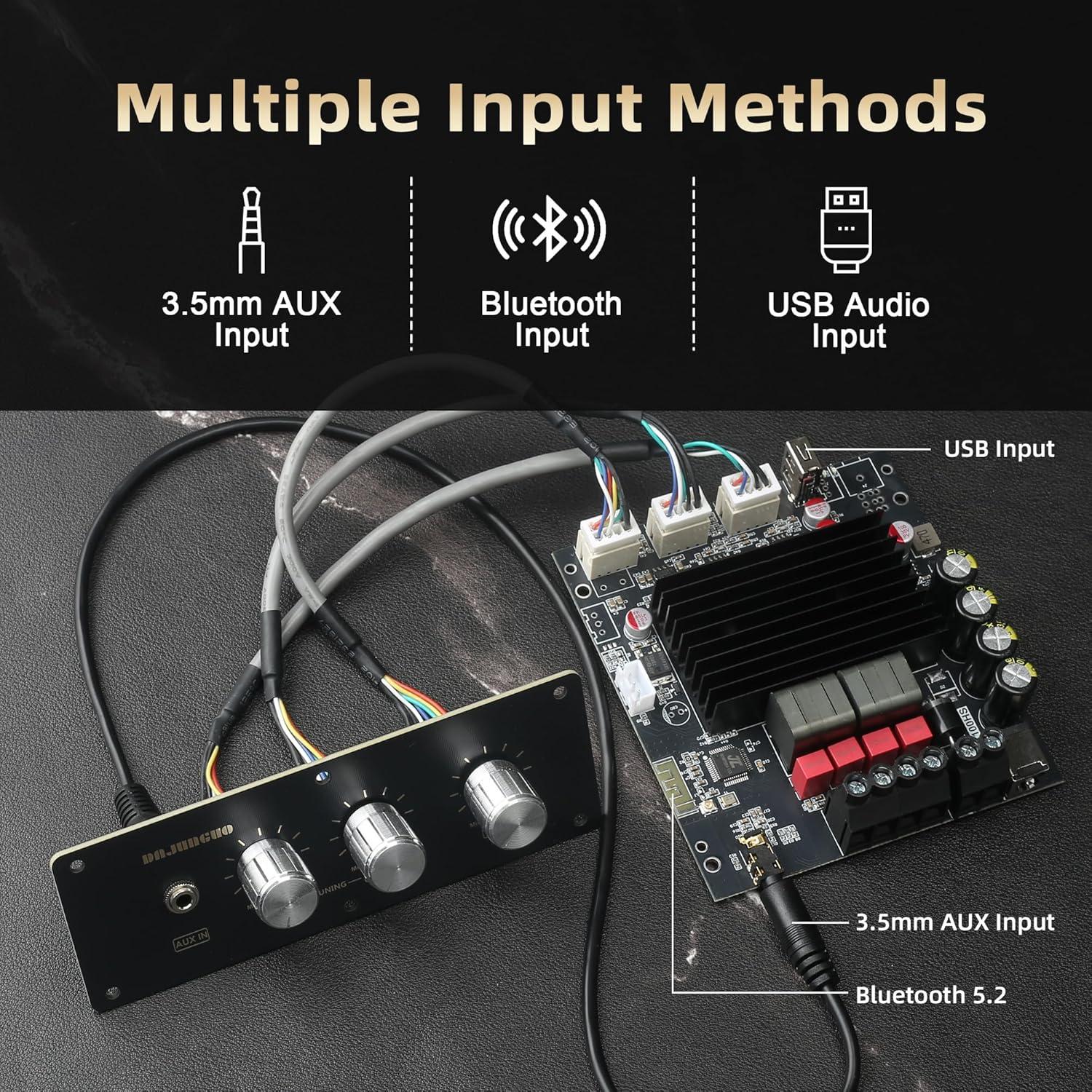 Amplificador de Potencia T100HS-W 100W+100W Bluetooth 12V-30V