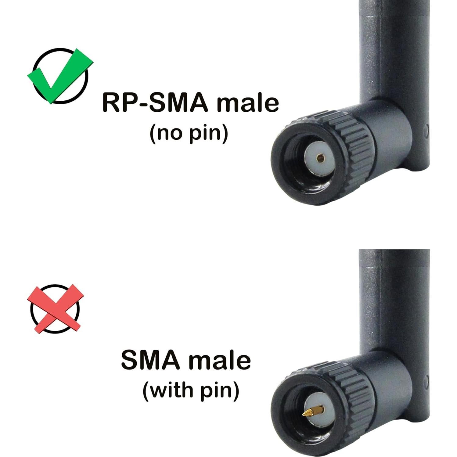 Antena WiFi Doble Banda 3dBi Doimi RP-SMA Macho Paquete de 4
