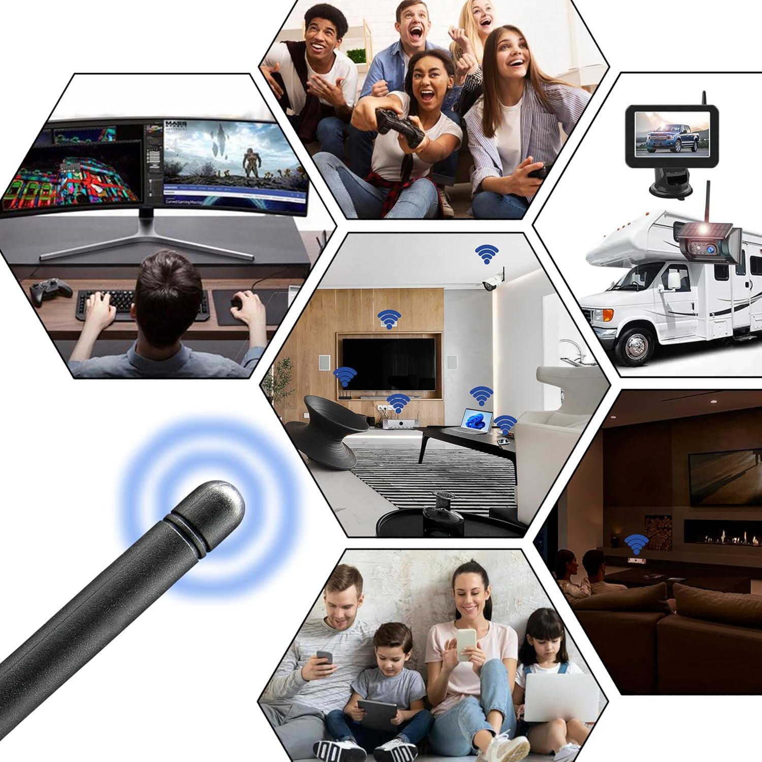 Antena WiFi Doble Banda 3dBi Doimi RP-SMA Macho Paquete de 4