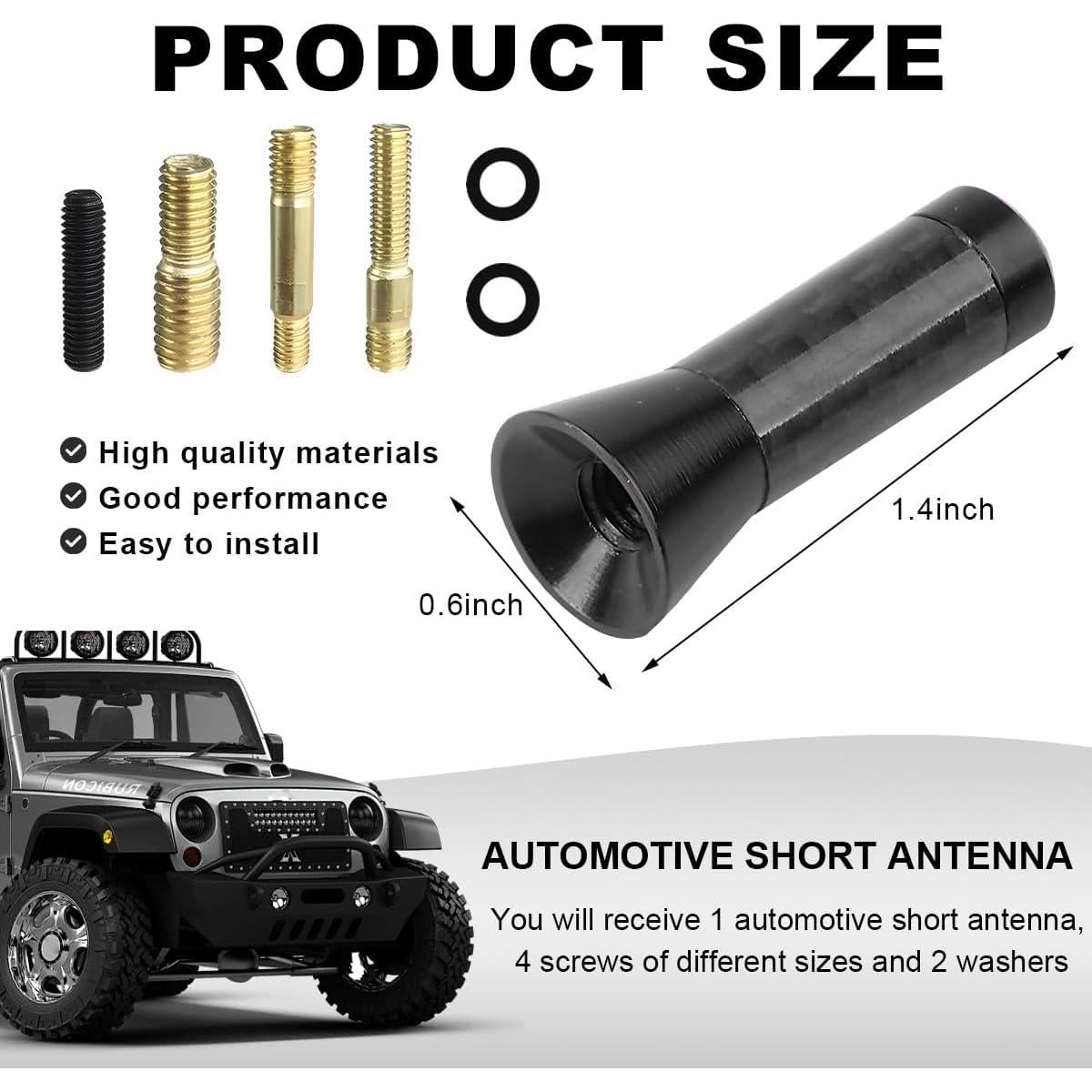 Antena Corta para Auto KVAEY 3.48 cm Fibra de Carbono Negro