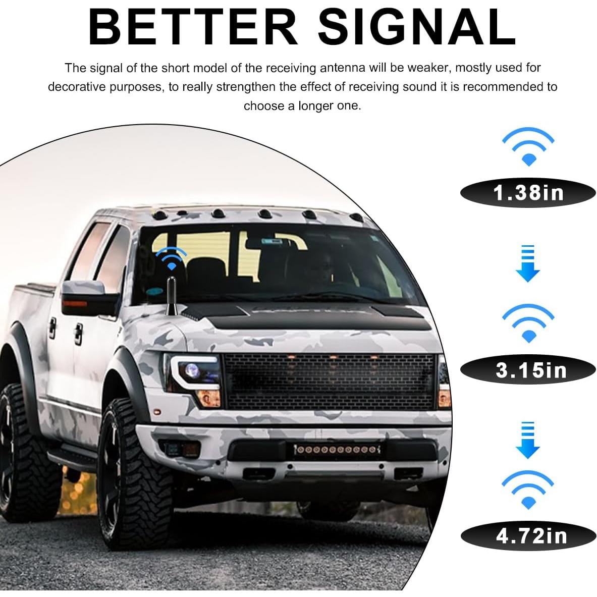 Antena Corta para Auto KVAEY 3.48 cm Fibra de Carbono Negro