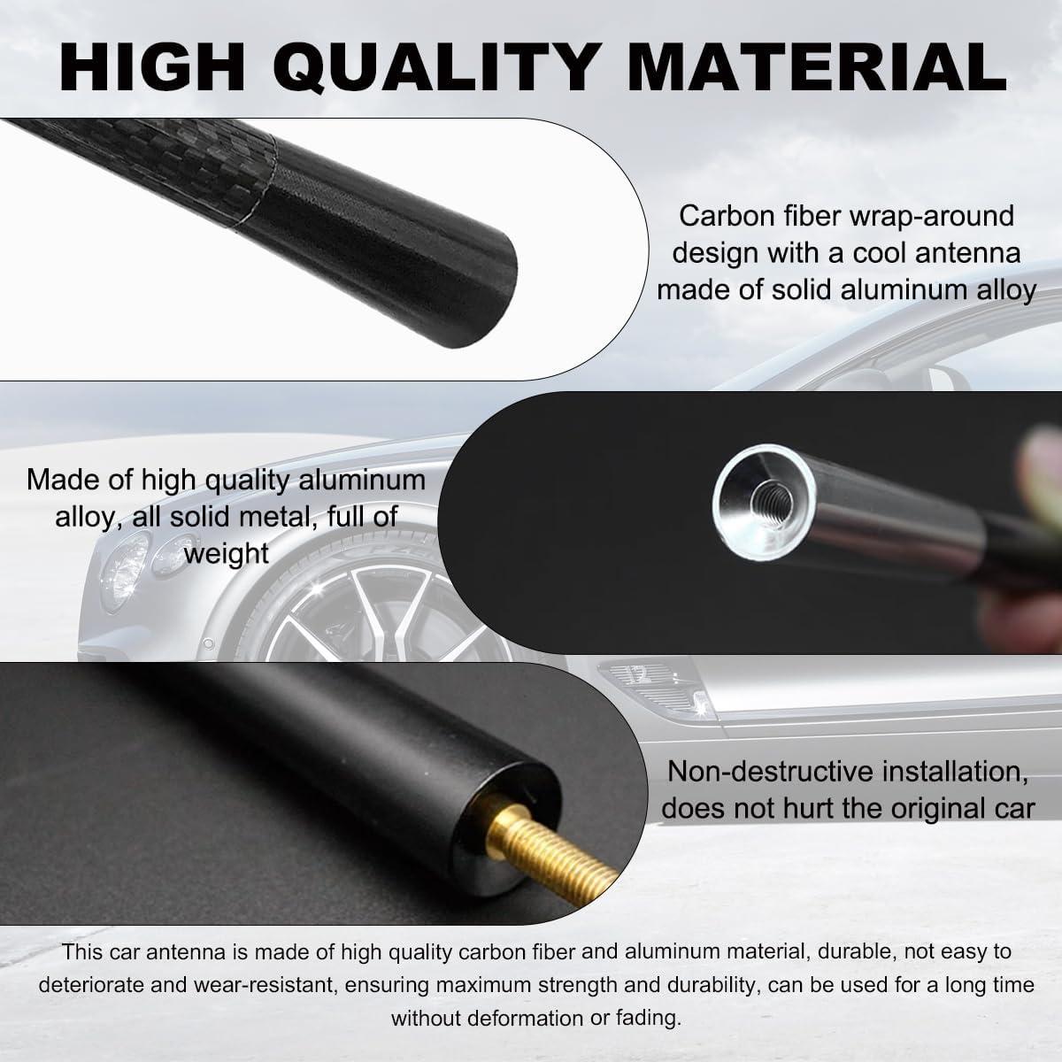 Antena Corta para Auto KVAEY 3.48 cm Fibra de Carbono Negro