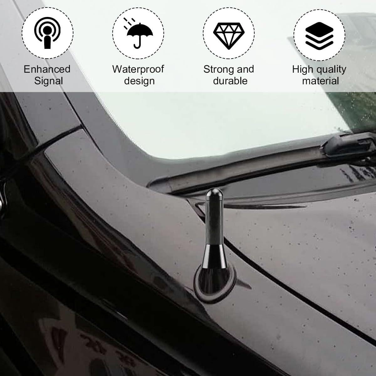 Antena Corta para Auto KVAEY 3.48 cm Fibra de Carbono Negro