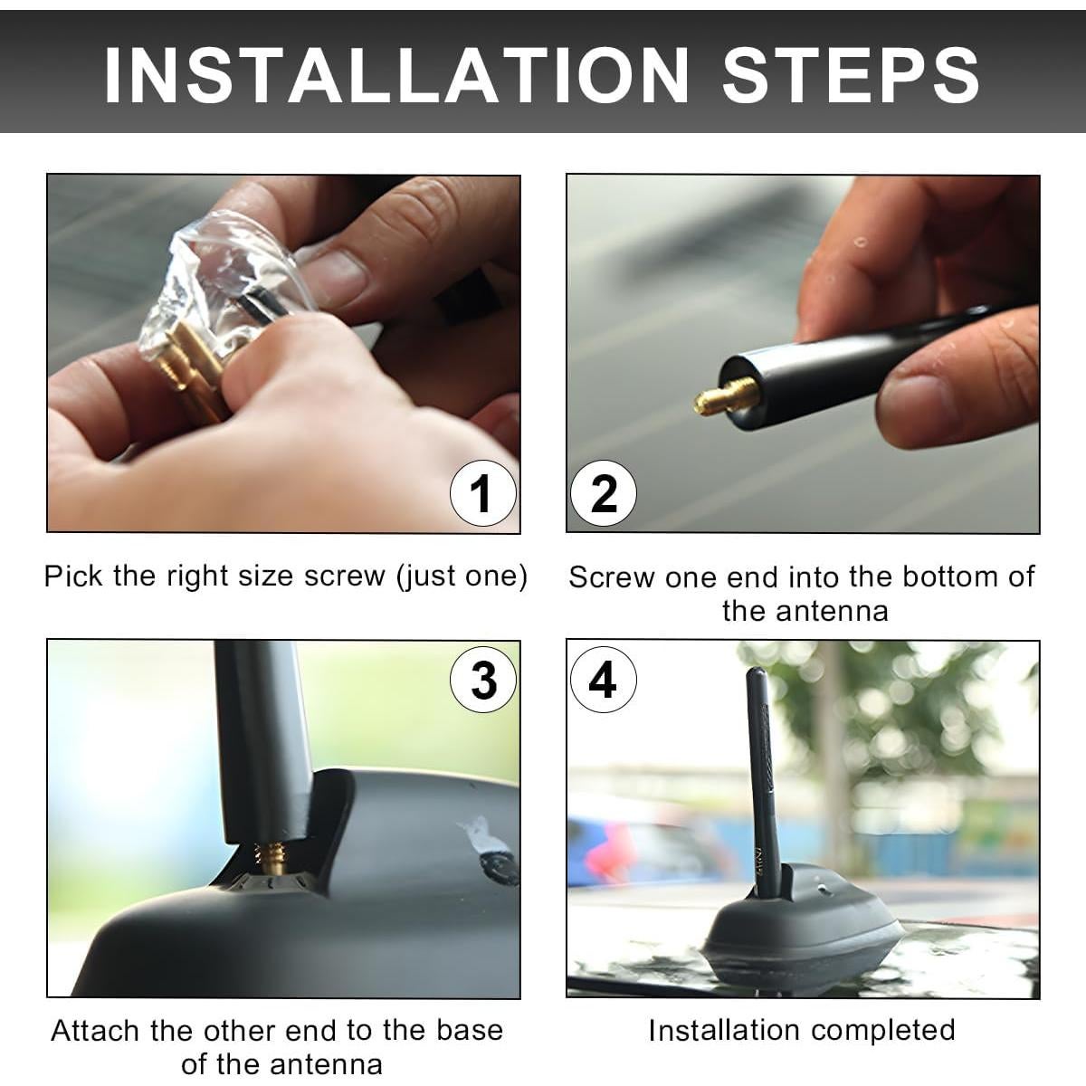 Antena Corta para Auto KVAEY 3.48 cm Fibra de Carbono Negro