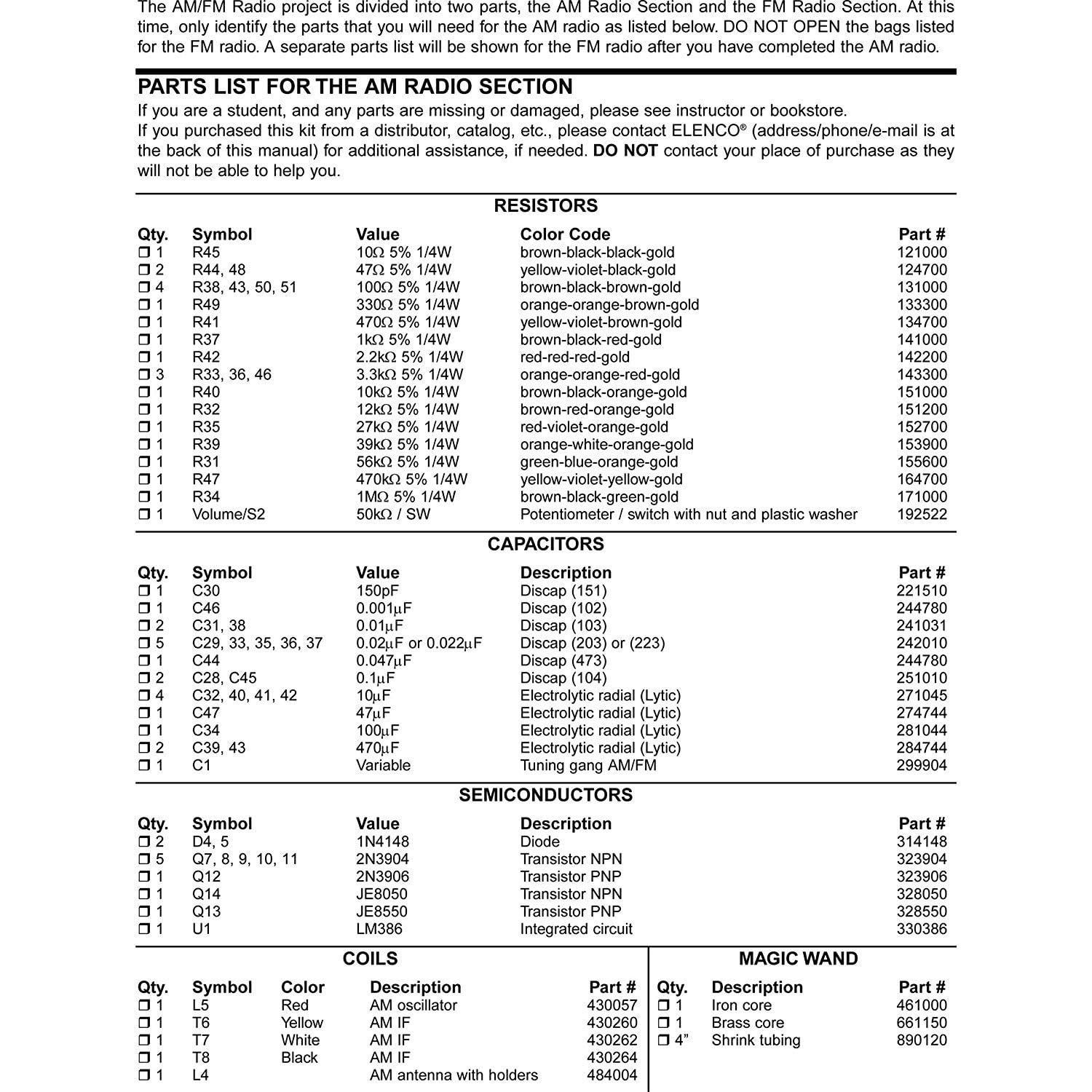 Kit de Radio AM/FM Elenco AMFM108CK - Superheterodino