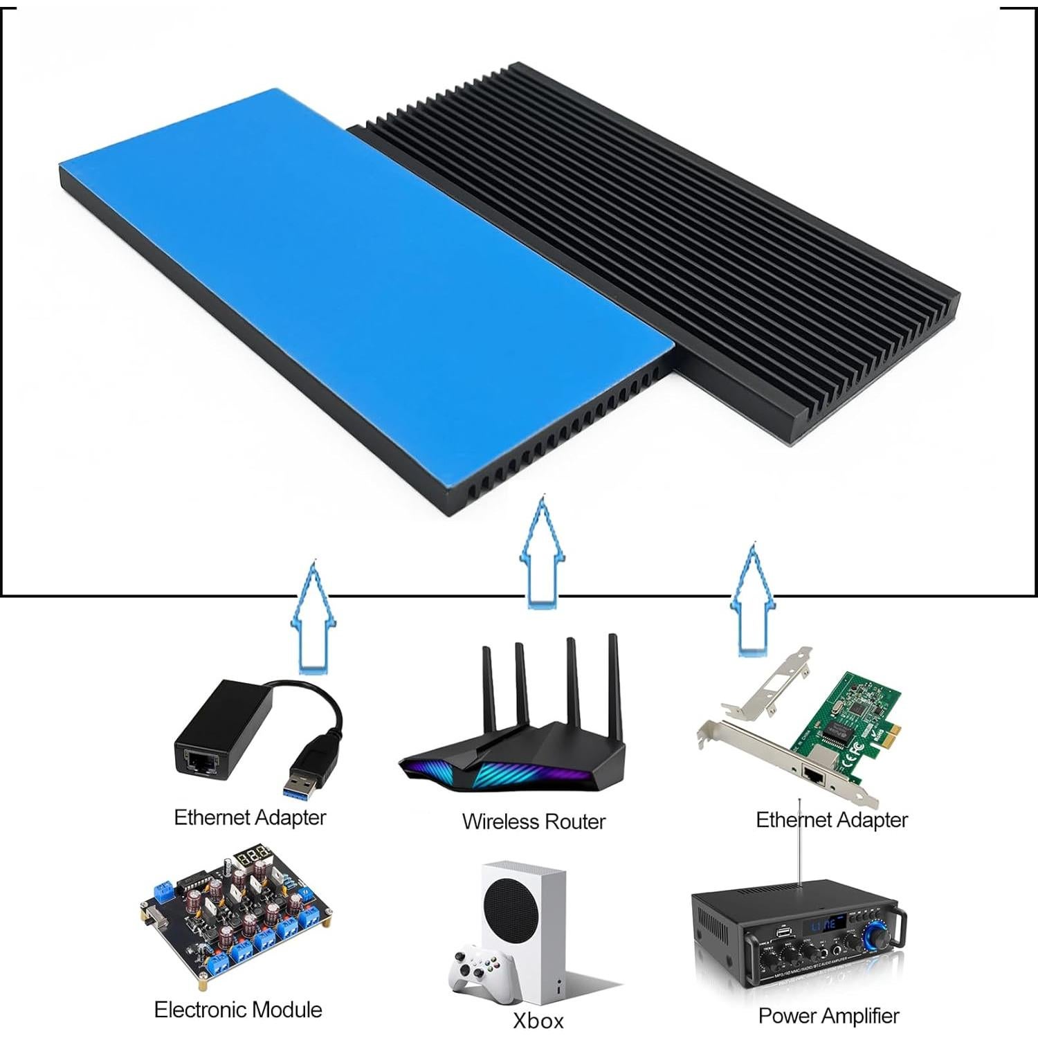 Disipador de Calor de Aluminio Awxlumv 100x45x5mm 2 Pcs