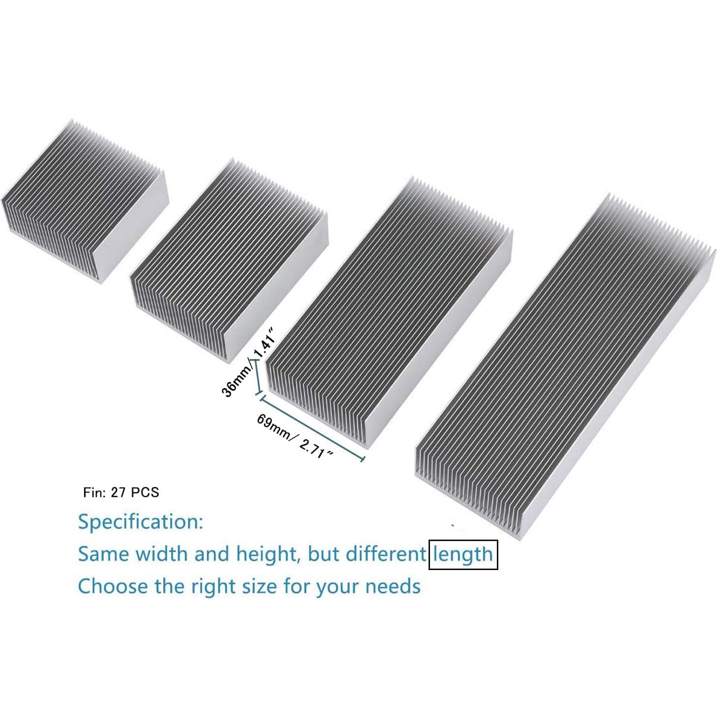 Disipador de Calor Grande Awxlumv 150x69x36mm Aluminio 27 Aletas