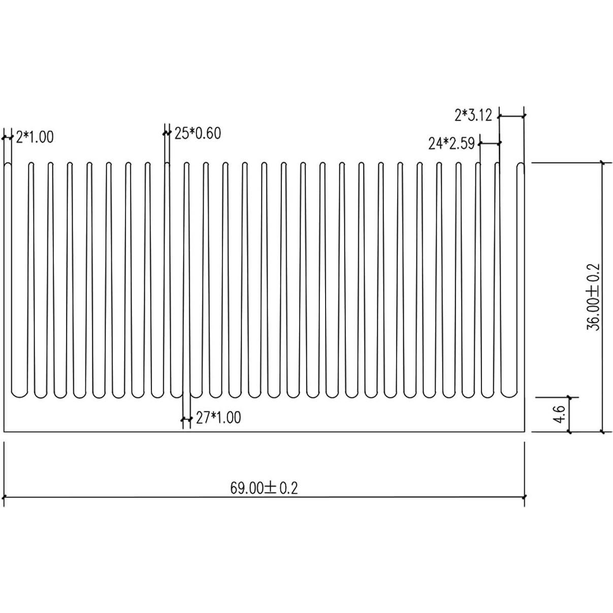 Disipador de Calor Grande Awxlumv 150x69x36mm Aluminio 27 Aletas
