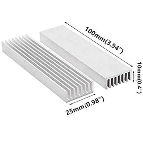 Disipador de Calor de Aluminio LuoQiouFa 100mm x 25mm x 10mm (Paquete de 4)