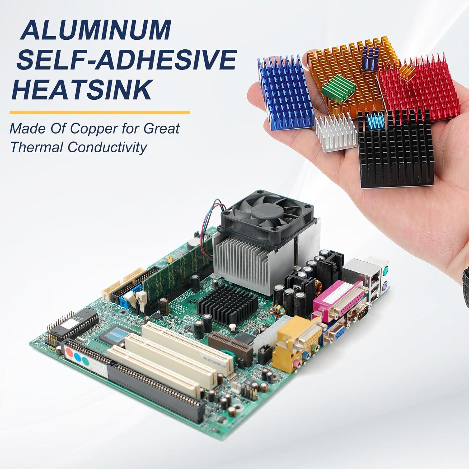 Disipador de Aluminio PATIKIL 40x40x20mm 3 Pcs Negro