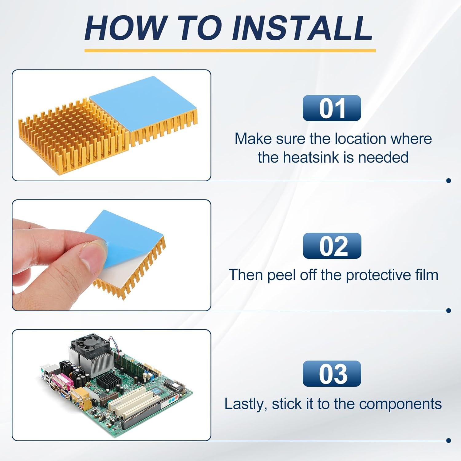 Disipador de Aluminio PATIKIL 40x40x20mm 3 Pcs Negro