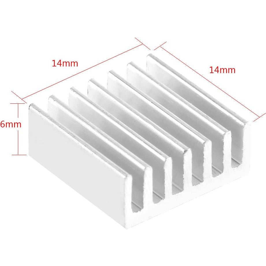 Disipador Térmico de Aluminio AUNMAS 14x14x6mm 12PCS Adhesivo