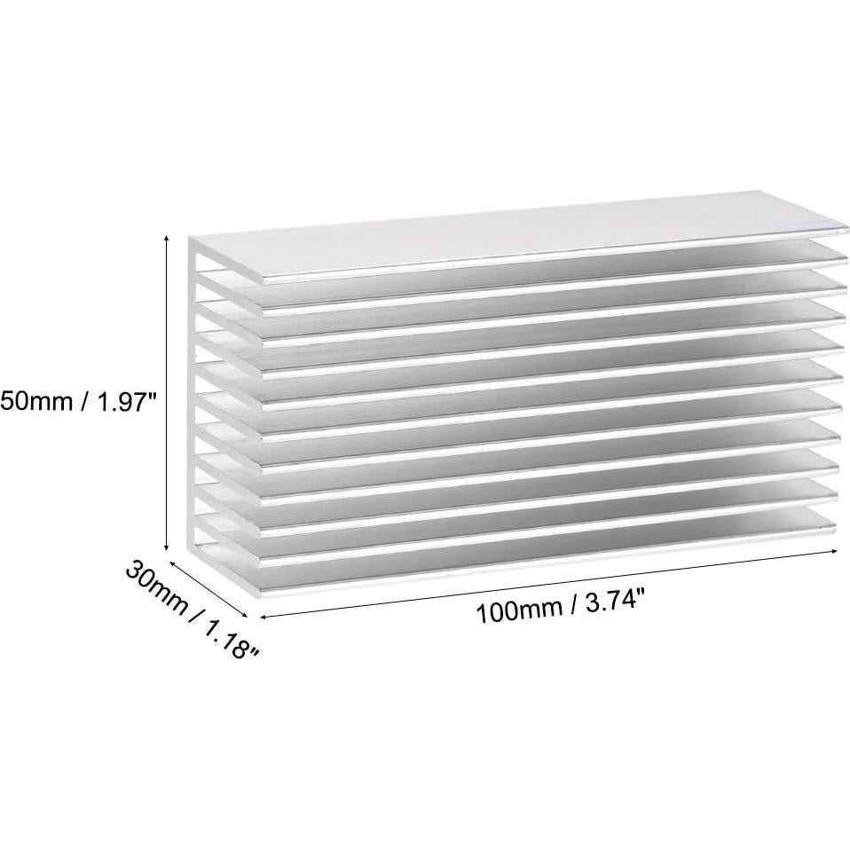 Disipador de Calor Uxcell 100x50x30mm Aluminio Plata